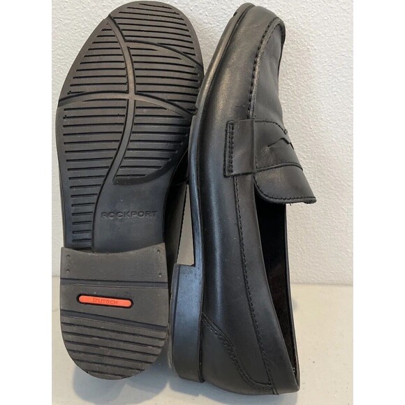 Rockport Mens 10.5 M Walkability Trutech Black Leather Penny Loafer Dress Shoes - Picture 10 of 16